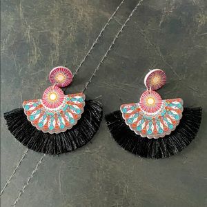 Black fringe earrings